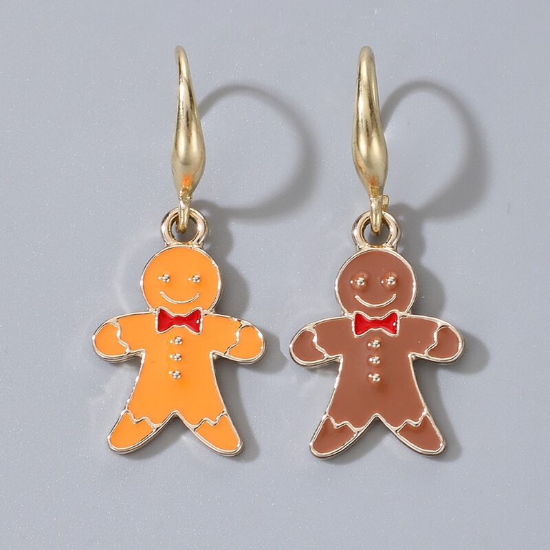 

1pair Gingerbread Man Drop Earrings, Gold