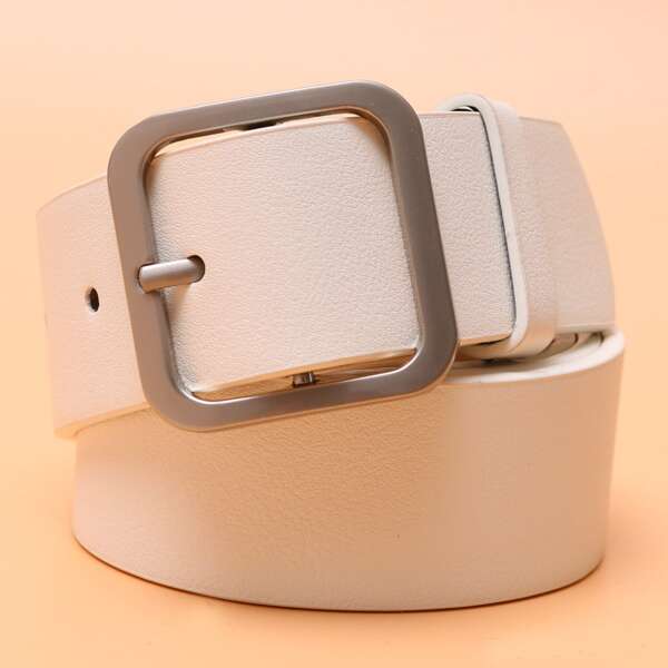 

Men Metal Buckle Belt, White