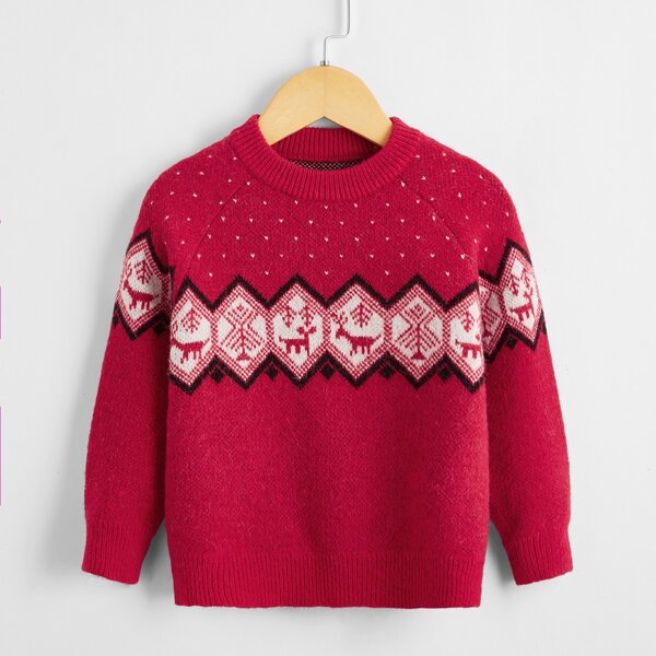 

Toddler Boys Christmas Raglan Sleeve Sweater, Red