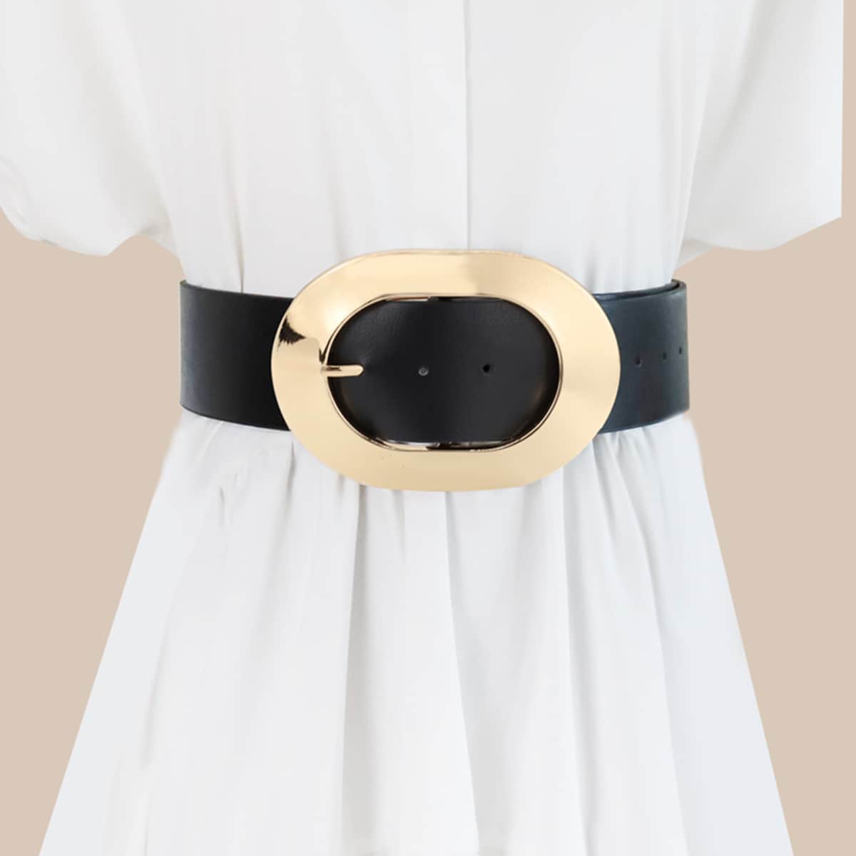 

Metal Decor Wide Belt, Black