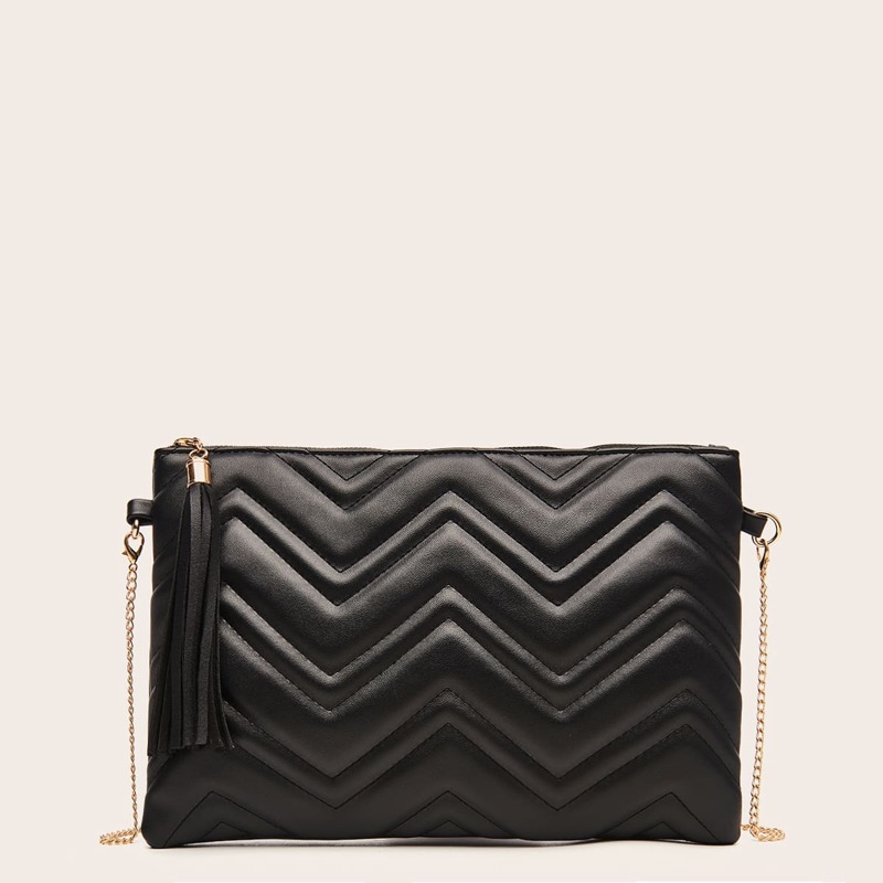 

Chevron Graphic Clutch Bag, Black