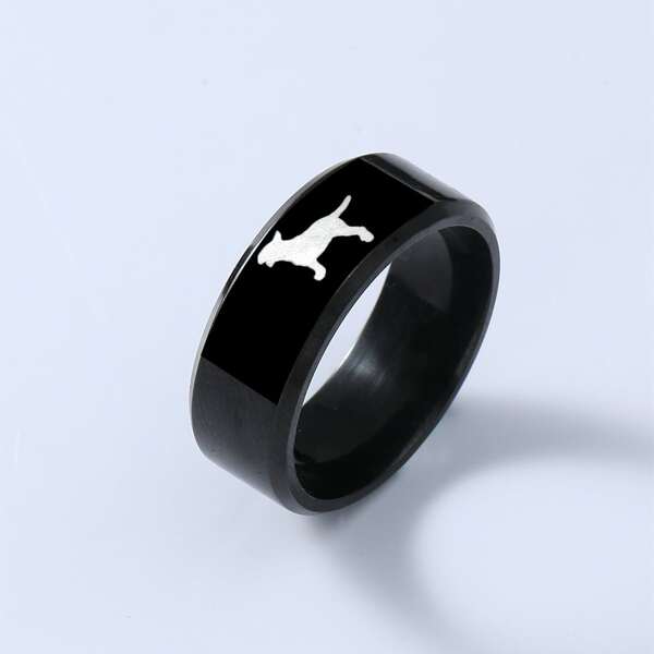 

Men Animal Pattern Ring, Black