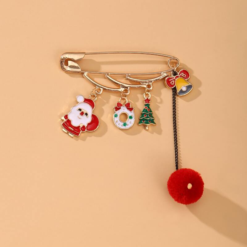 

Christmas Santa Claus Charm Brooch, Multicolor