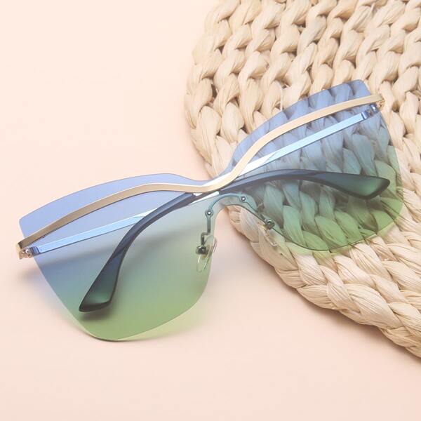 

Gradient Lens Rimless Sunglasses, Multicolor