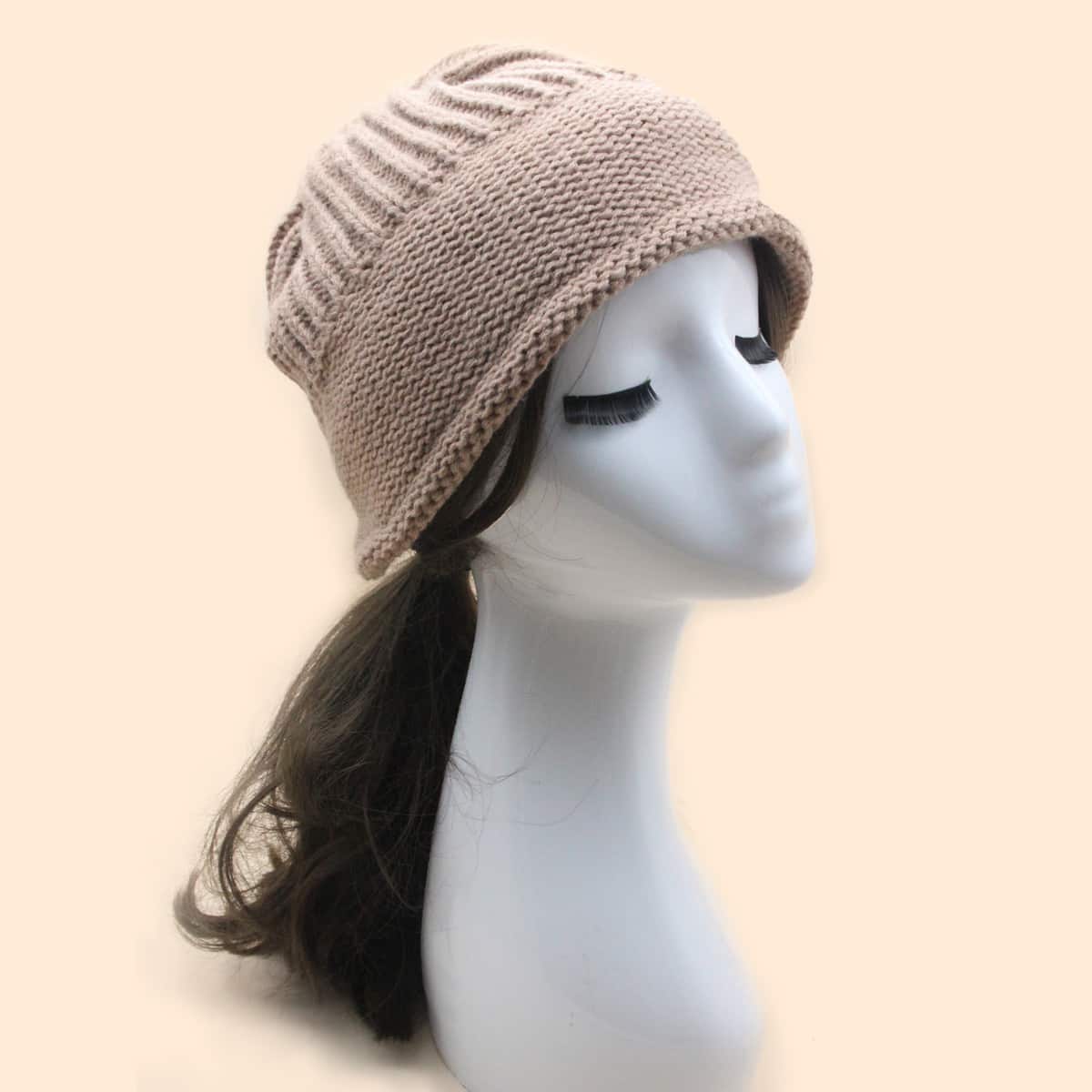 

Solid Knit Beanie, Coffee brown