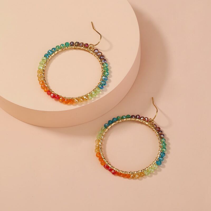 

Crystal Decor Hoop Drop Earrings, Multicolor