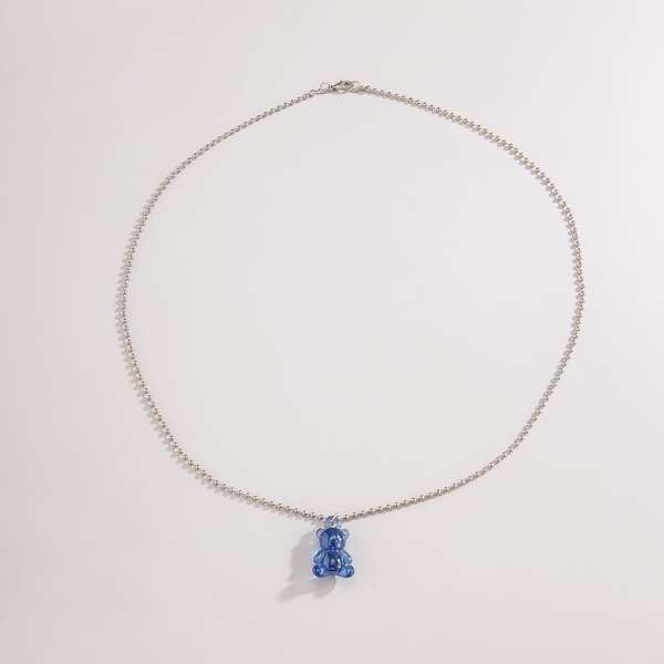 

Bear Charm Necklace, Blue