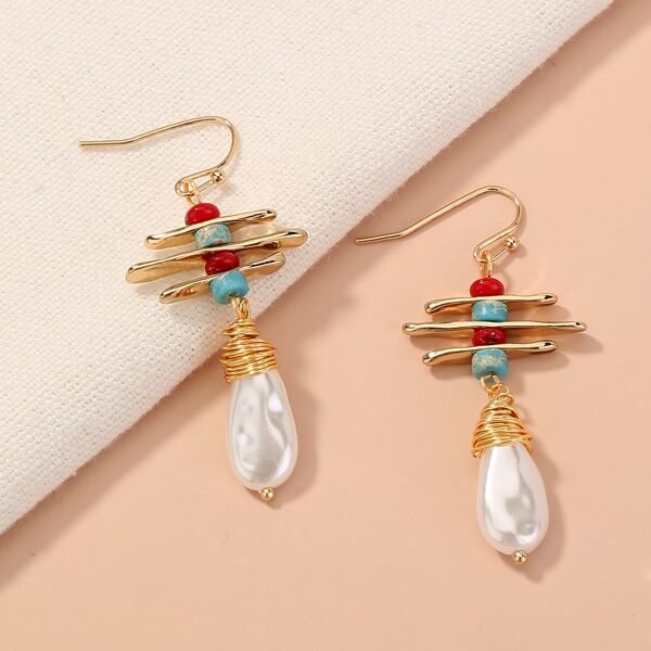 

Faux Pearl Drop Earrings, Multicolor