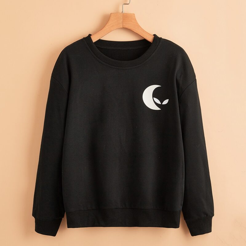 

Graphic Print Sweatshirt, Black