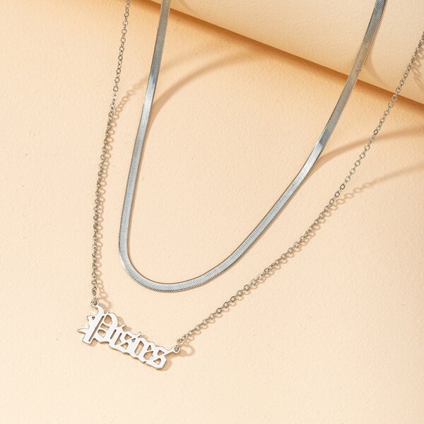 

2pcs Constellation Letter Charm Necklace, Silver