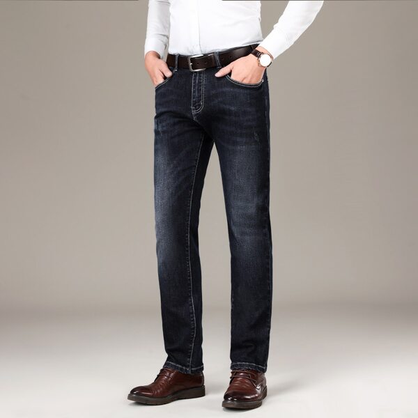 

Men Straight Leg Jeans Without Belt, Dark wash