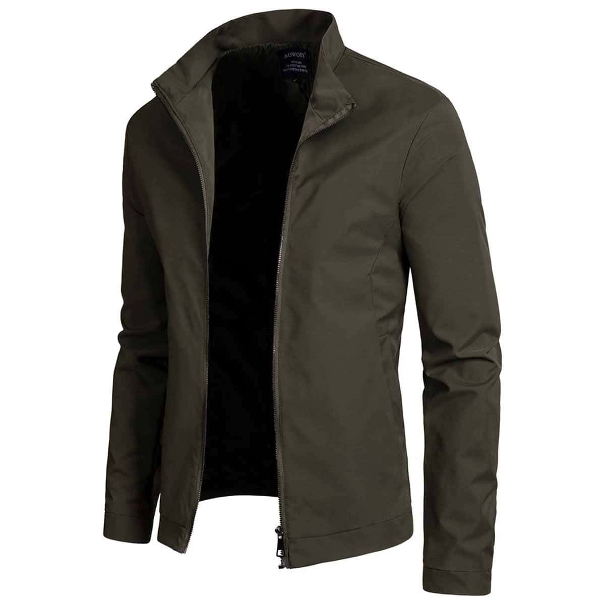 

Guys Solid Zip Up Jacket, Army green