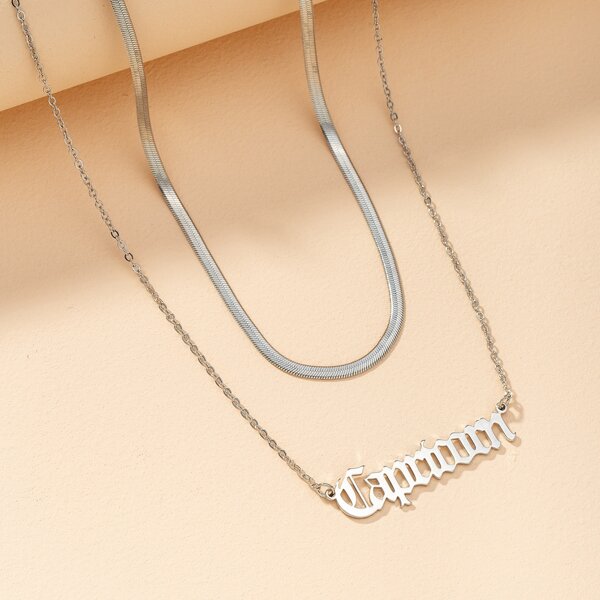 

2pcs Constellation Letter Charm Necklace, Silver