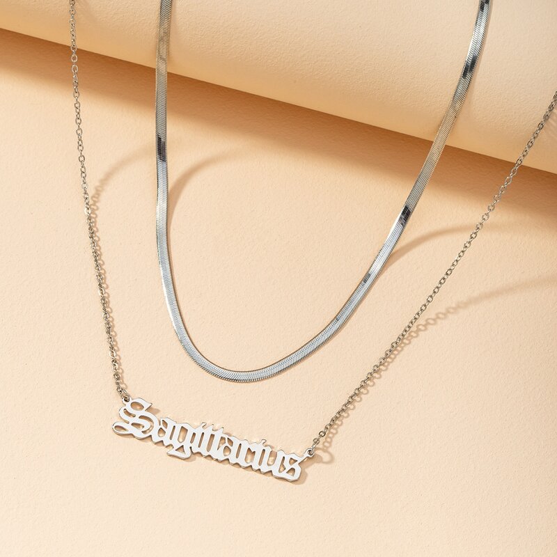 

2pcs Constellation Letter Charm Necklace, Silver