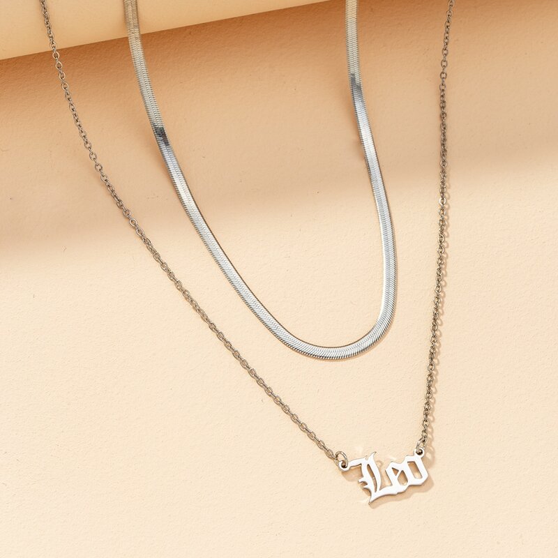 

2pcs Constellation Letter Charm Necklace, Silver