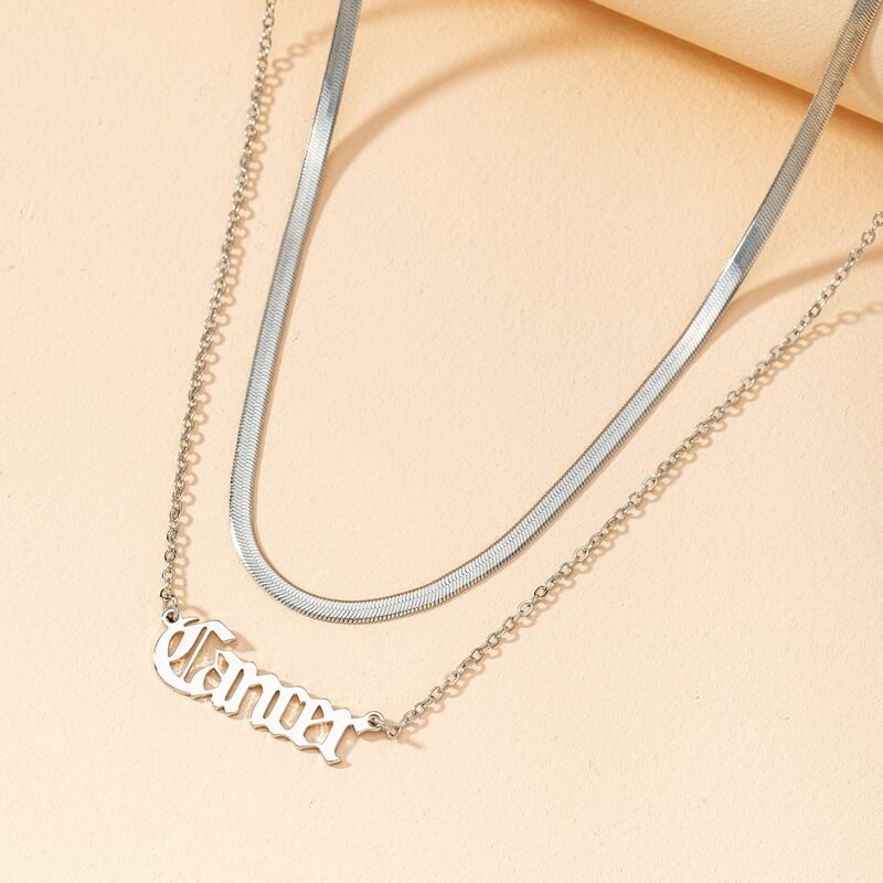 

2pcs Constellation Letter Charm Necklace, Silver