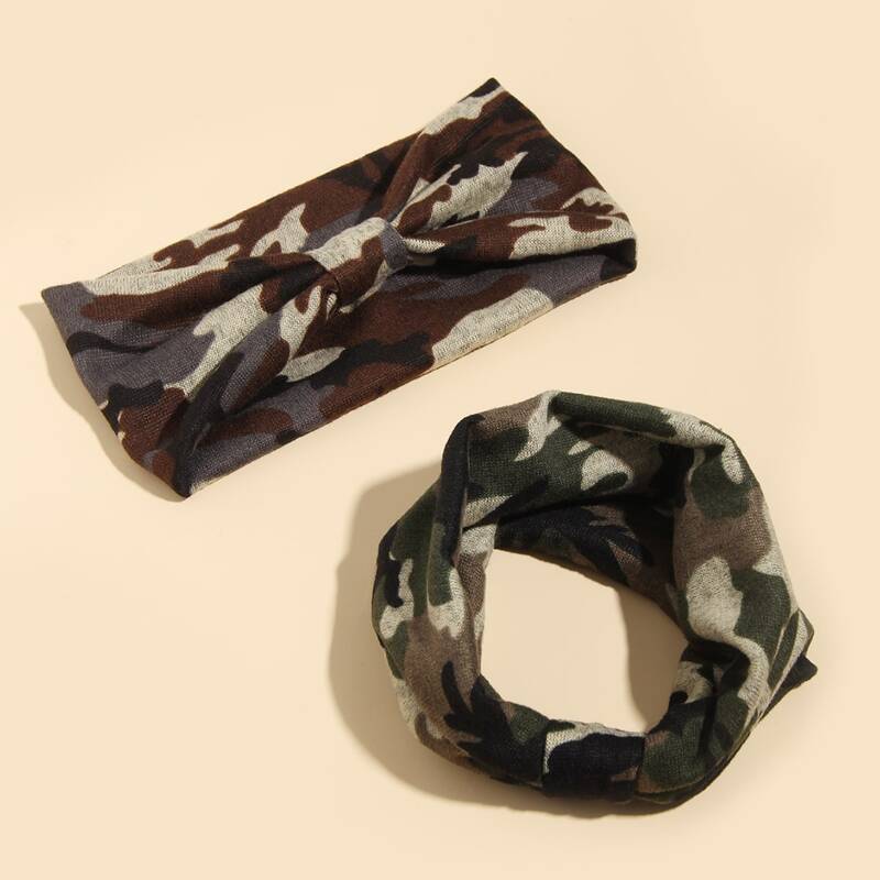 

2pcs Camo Pattern Headband, Multicolor