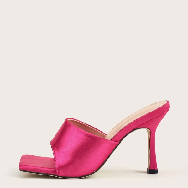 

Open Toe Stiletto Heeled Mules, Rose red