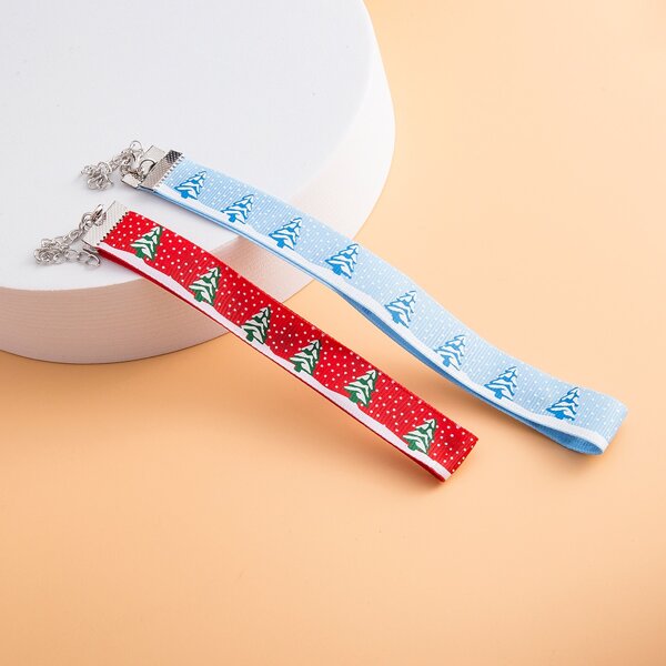 

2pcs Toddler Girls Christmas Cartoon Graphic Choker, Multicolor