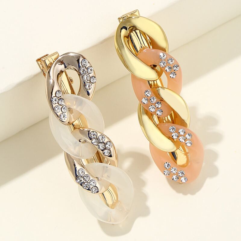 

2pcs Rhinestone Chain Decor Hair Clip, Multicolor
