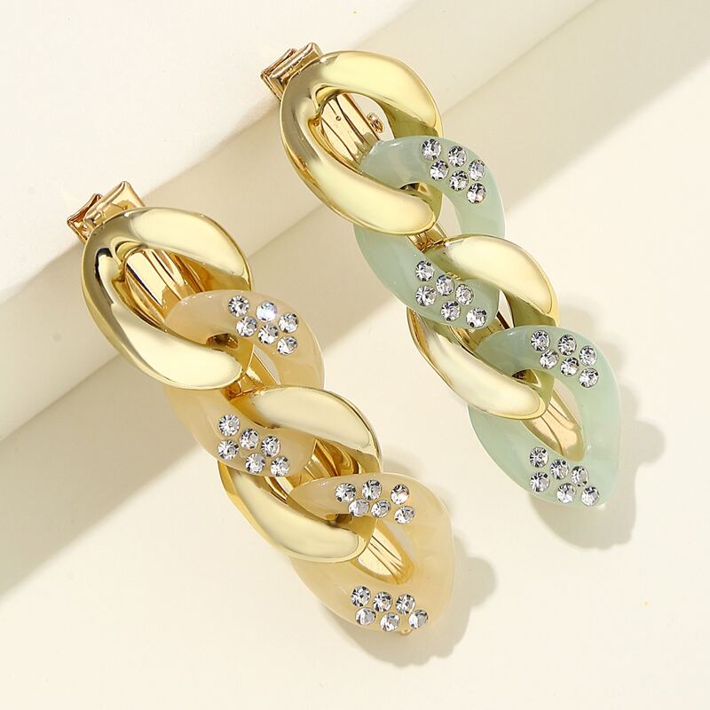 

2pcs Rhinestone Chain Decor Hair Clip, Multicolor