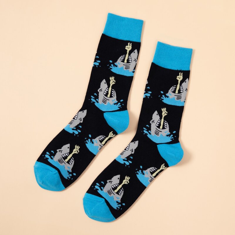 

Guys Shark Print Socks, Multicolor