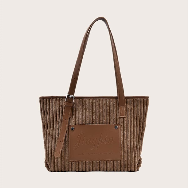 

Letter Embossed Tote Bag, Brown