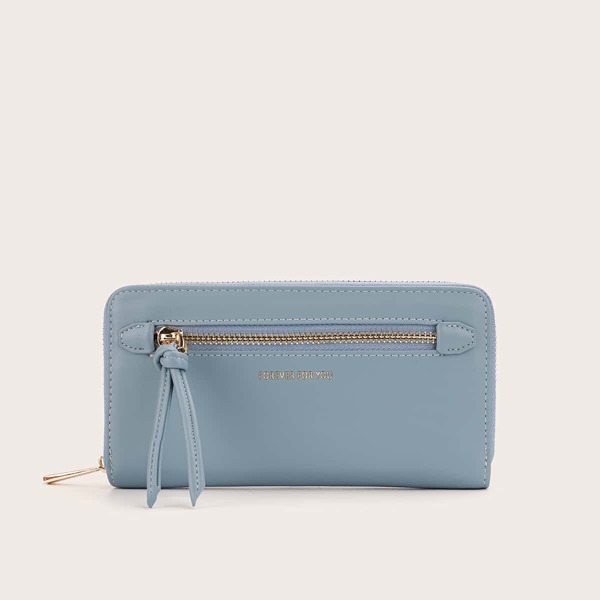 

Letter Graphic Zip Front Purse, Blue