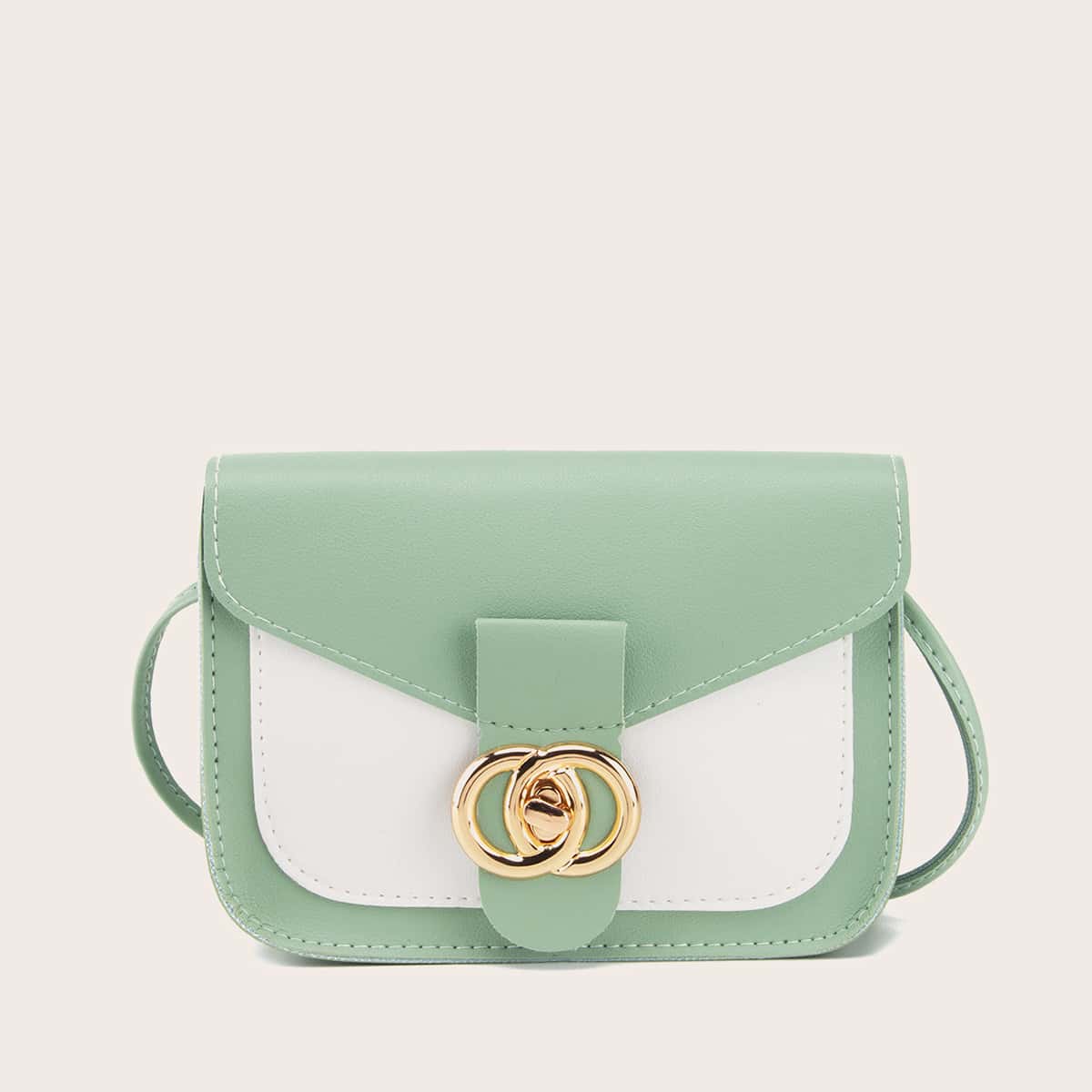 

Twist Lock Color Block Crossbody Bag, Green