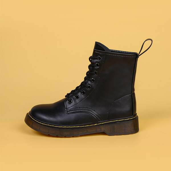 

Lace-up Front Combat Boots, Black