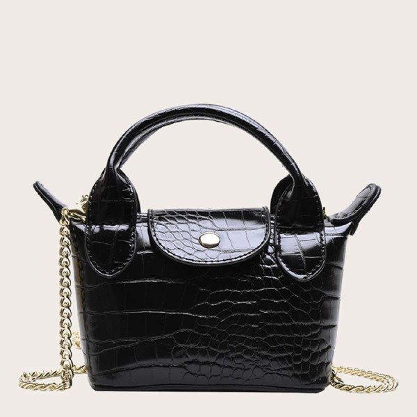 

Girls Croc Embossed Satchel Bag, Black