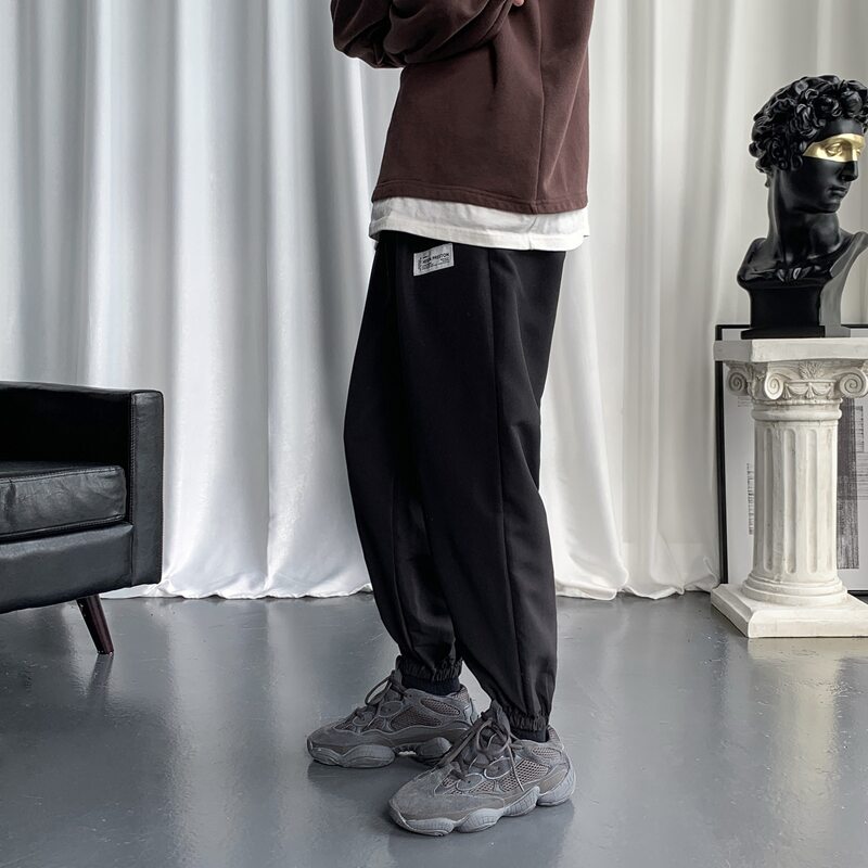 

Letter Patched Drawstring Waist Sweatpants, Black