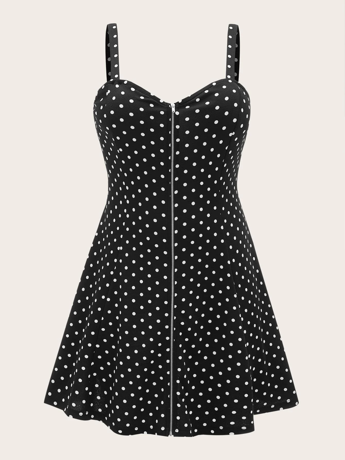 black polka dot cami dress