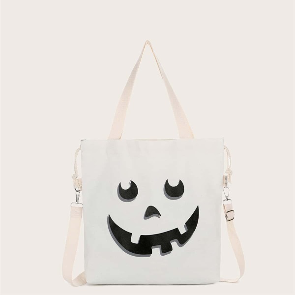 

Halloween Pumpkin Print Shopper Bag, White