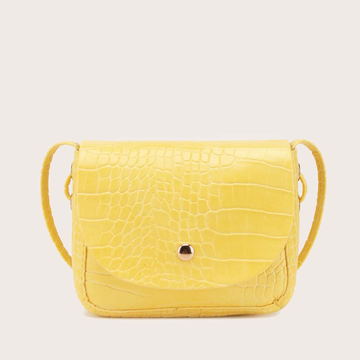

Mini Croc Embossed Flap Crossbody Bag, Yellow