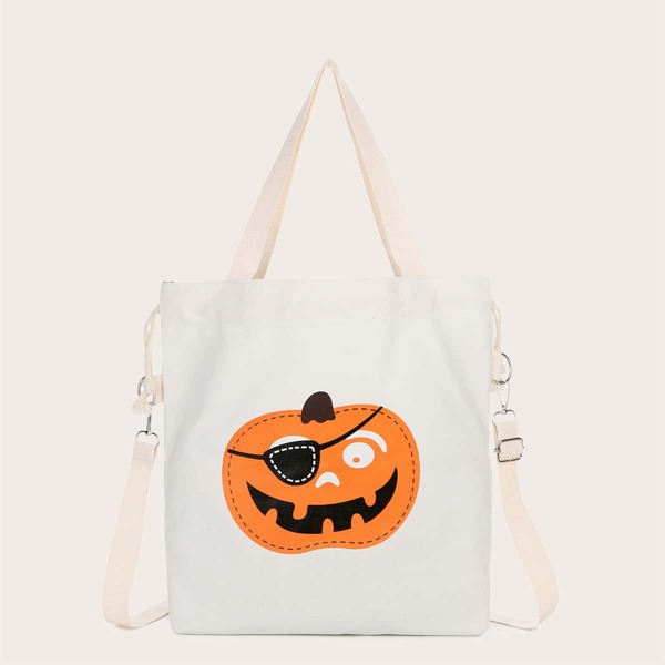 

Halloween Pumpkin Print Shopper Bag, White