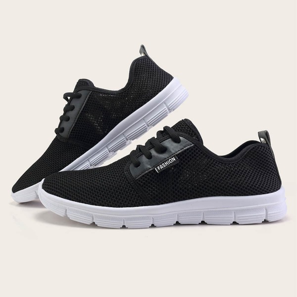 

Men Lace-up Front Wide Fit Sneakers, Black