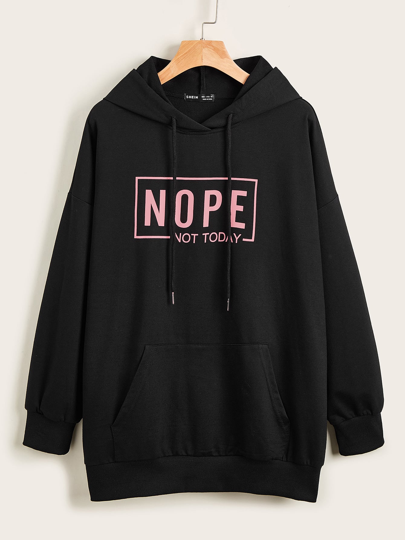 Kangaroo Pocket Letter Graphic Drawstring Oversized Hoodie thumbnail