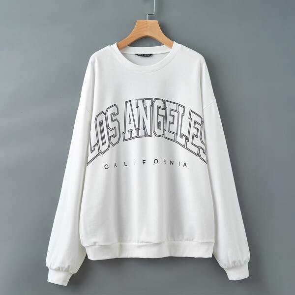 

Letter Graphic Drop Shoulder Sweatshirt, White