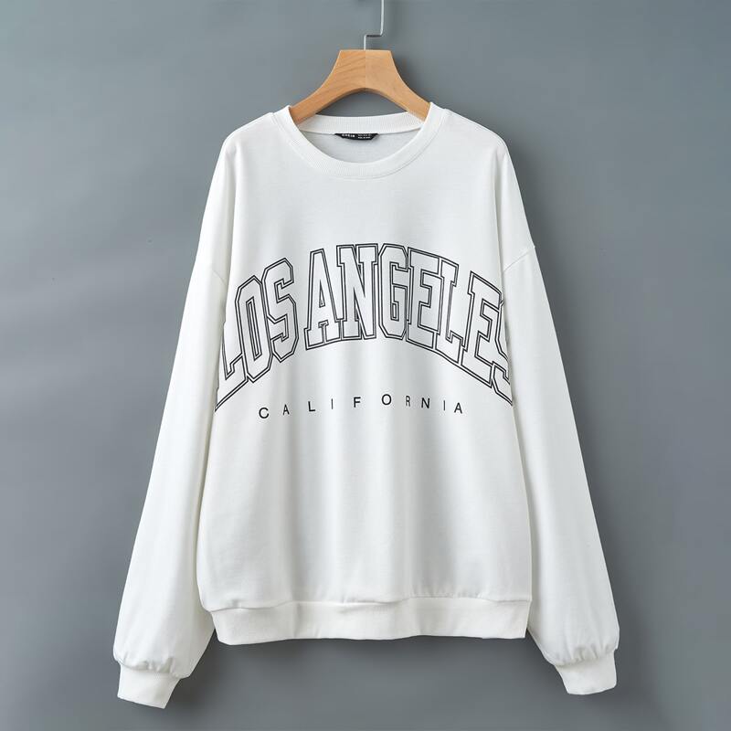 

Letter Graphic Drop Shoulder Sweatshirt, White