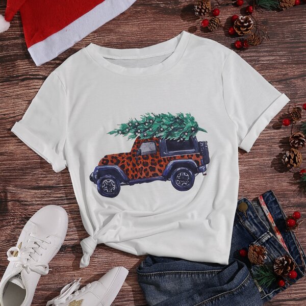 

Christmas Print Tee, White