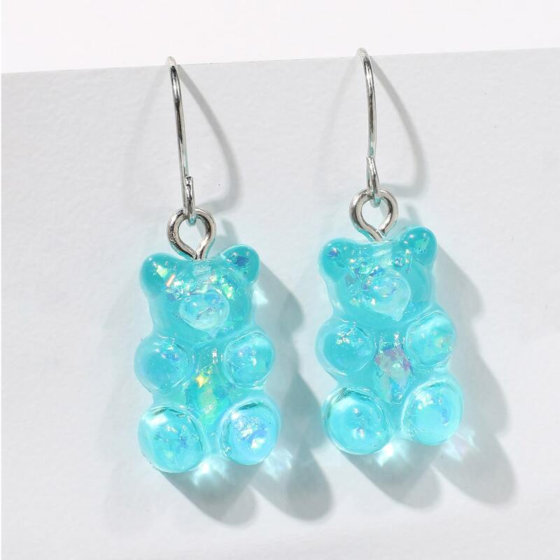 

Clear Bear Drop Earrings, Blue