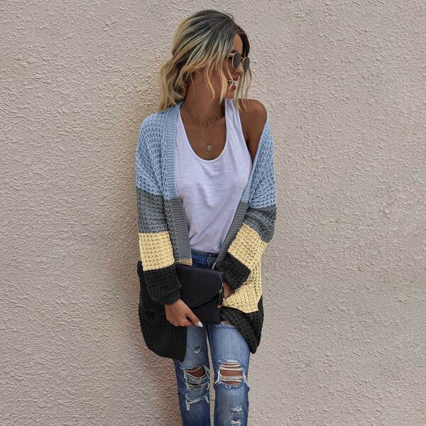 

Dual Pocket Drop Shoulder Cardigan, Multicolor