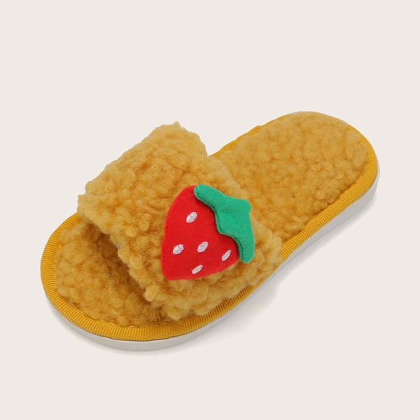 

Girls Open Toe Fluffy Slippers, Yellow