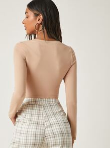 SHEIN BASICS Cotton Solid Crop Top - Apricot - View 2