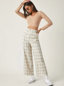 SHEIN BASICS Cotton Solid Crop Top - Apricot - View 5