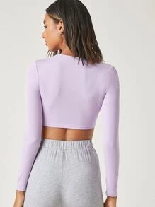 SHEIN BASICS Top crop algodón unicolor - Lila Púrpura - Ver 2