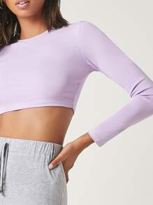 SHEIN BASICS Top crop algodón unicolor - Lila Púrpura - Ver 4
