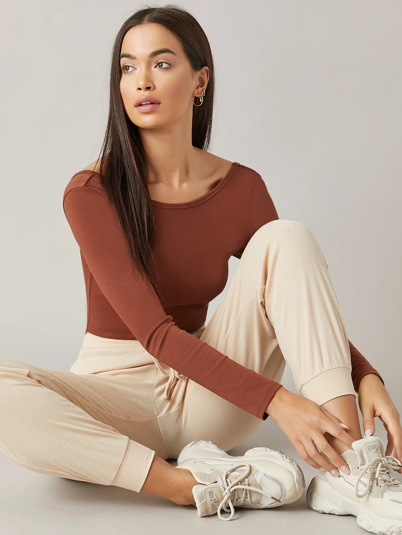 SHEIN BASICS ローバック スリムシャツ