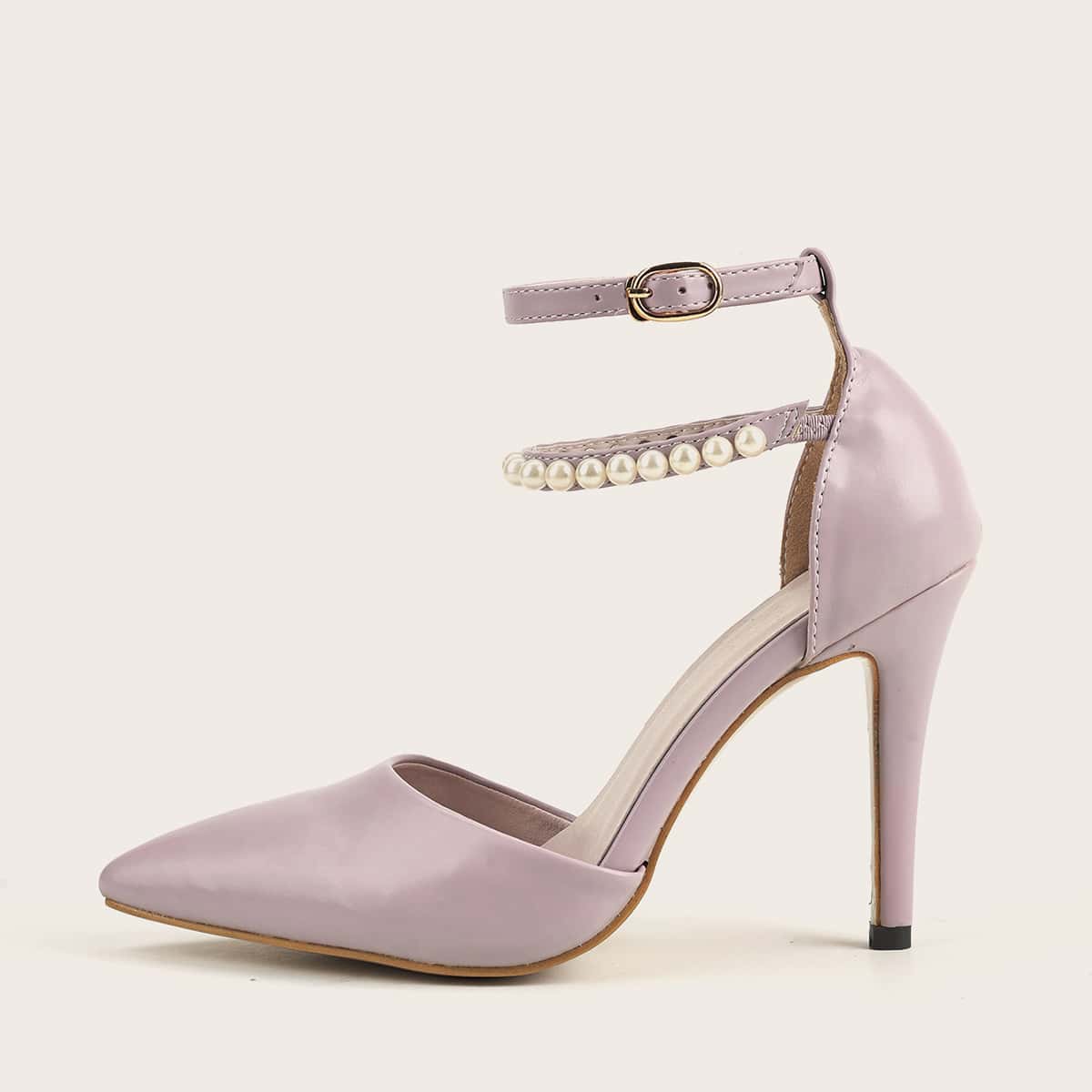 

Faux Pearl Decor Ultra High Heel Pumps, Purple